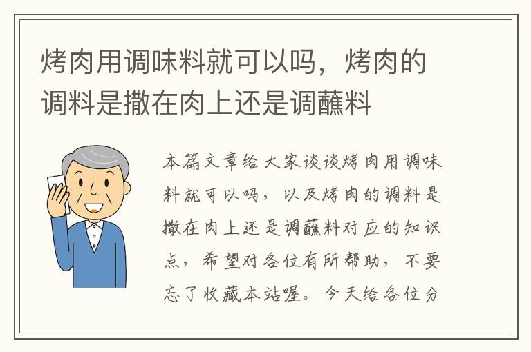 烤肉用调味料就可以吗，烤肉的调料是撒在肉上还是调蘸料