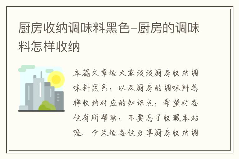 厨房收纳调味料黑色-厨房的调味料怎样收纳