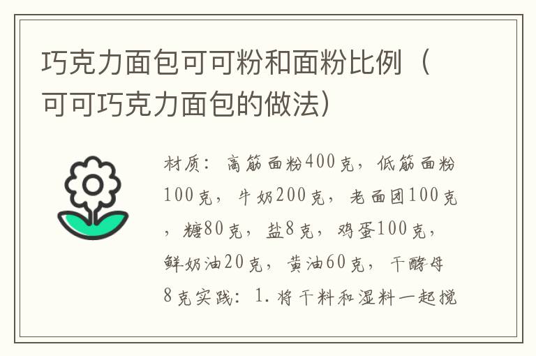 巧克力面包可可粉和面粉比例（可可巧克力面包的做法）