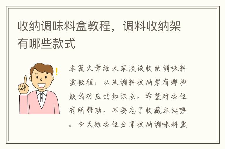 收纳调味料盒教程，调料收纳架有哪些款式