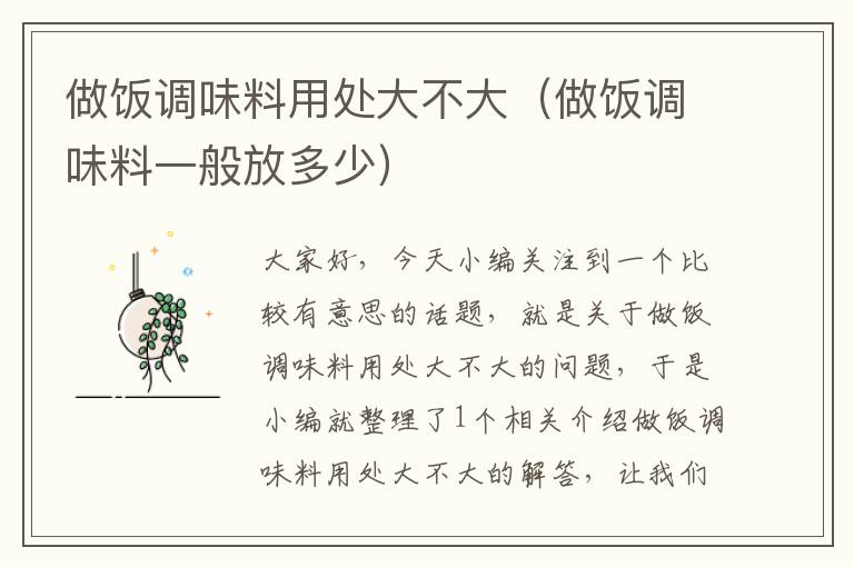 做饭调味料用处大不大（做饭调味料一般放多少）