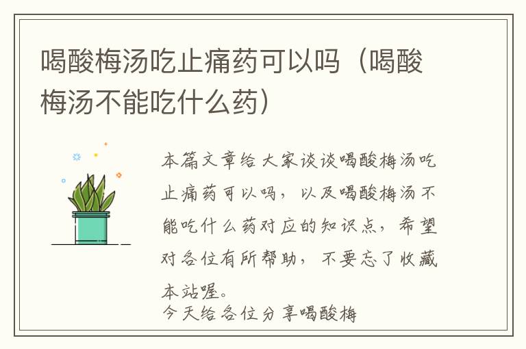 喝酸梅汤吃止痛药可以吗（喝酸梅汤不能吃什么药）