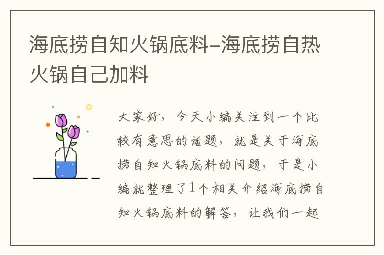 海底捞自知火锅底料-海底捞自热火锅自己加料