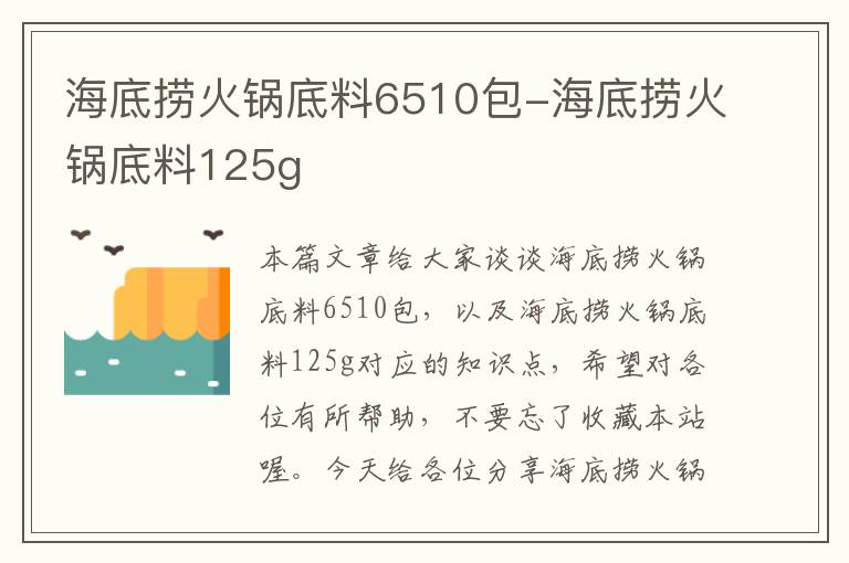 海底捞火锅底料6510包-海底捞火锅底料125g