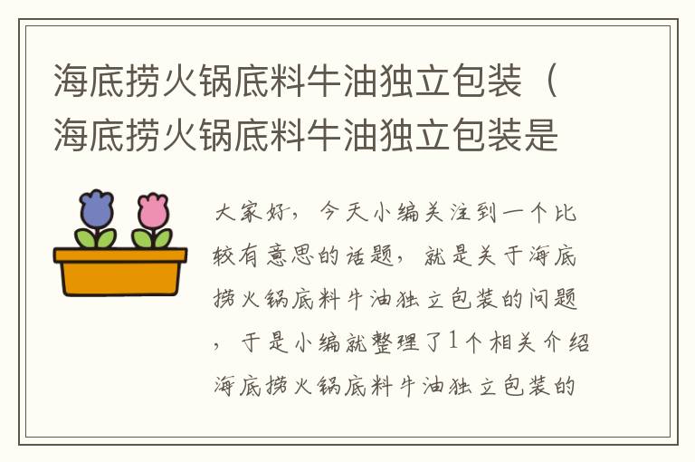 海底捞火锅底料牛油独立包装（海底捞火锅底料牛油独立包装是什么）