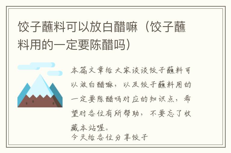 饺子蘸料可以放白醋嘛（饺子蘸料用的一定要陈醋吗）