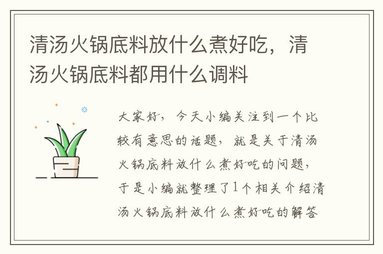 清汤火锅底料放什么煮好吃，清汤火锅底料都用什么调料