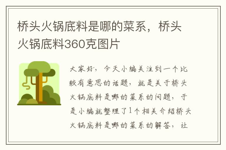 桥头火锅底料是哪的菜系，桥头火锅底料360克图片