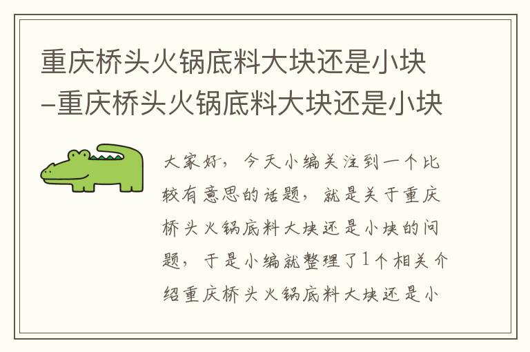 重庆桥头火锅底料大块还是小块-重庆桥头火锅底料大块还是小块好吃